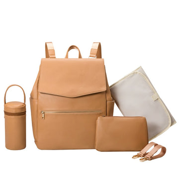 New Fashion Pu Leather Mommy Bag Large Capacity Solid Color Shoulder Mother And Baby Organizer Stroller Travel Nursing Backpack